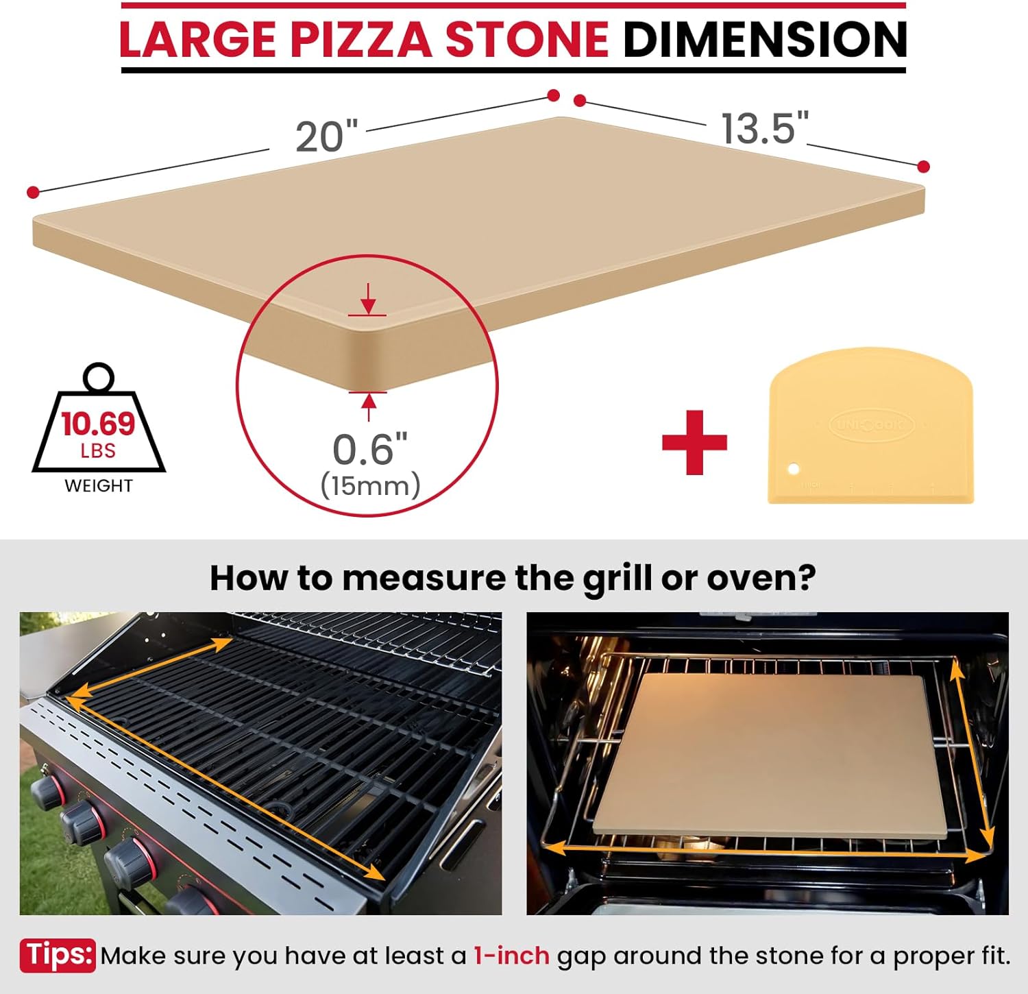 Unicook Large Pizza Stone for Oven 20 Inch